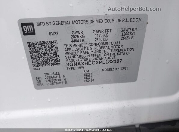 3GNAXHEGXPL183187 2023 CHEVROLET EQUINOX White Engine compartment view