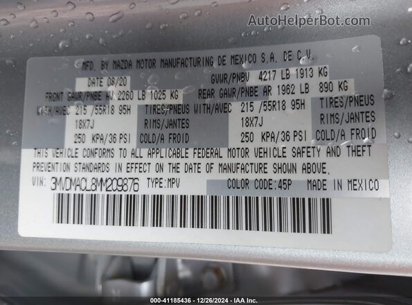 3MVDMACL8MM209876 2021 MAZDA CX-30 Серебряный Вид подкапотного пространства
