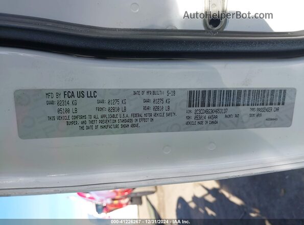 2C3CDXBG3KH653137 2019 DODGE CHARGER White Շարժիչի բաժամունքի տեսք