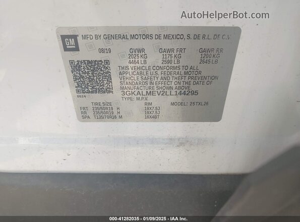 3GKALMEV2LL144295 2020 GMC TERRAIN White Widok komory silnika
