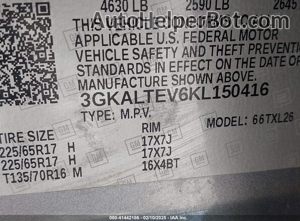 3GKALTEV6KL150416 2019 GMC TERRAIN Gray Engine compartment view