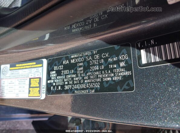 3KPF24AD6NE456502 2022 KIA FORTE Серый Вид подкапотного пространства