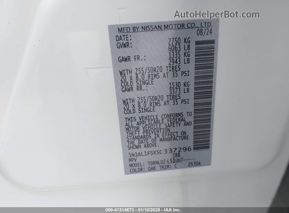 5N1AL1FSXSC337296 2025 INFINITI QX60 Cream Engine compartment view
