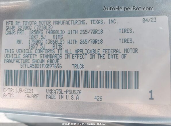 5TFLA5DB1PX097696 2023 TOYOTA TUNDRA Silver Вид підкапотного простору