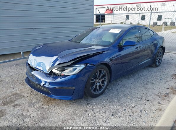 5YJSA1E5XMF453632 2021 TESLA MODEL S Синий Передняя левая четверть