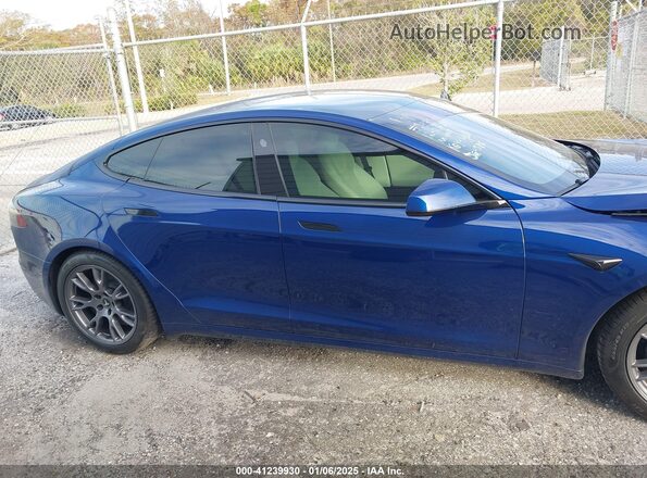 5YJSA1E5XMF453632 2021 TESLA MODEL S Синий Вид задней части салона
