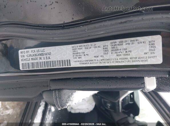 1C4RJKBGXN8514747 2022 JEEP GRAND CHEROKEE Black ძრავის განყოფილების ხედი