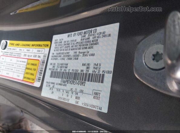 1FA6P8TH2R5147092 2024 FORD MUSTANG Gray Vista del compartimento del motor