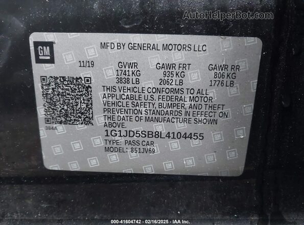 1G1JD5SB8L4104455 2020 CHEVROLET SONIC Black Widok komory silnika