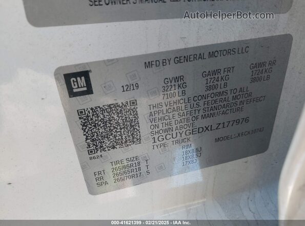 1GCUYGEDXLZ177976 2020 CHEVROLET SILVERADO White ძრავის განყოფილების ხედი