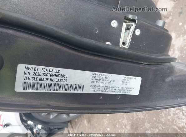 2C3CDXCT6MH625086 2021 DODGE CHARGER Gray ძრავის განყოფილების ხედი