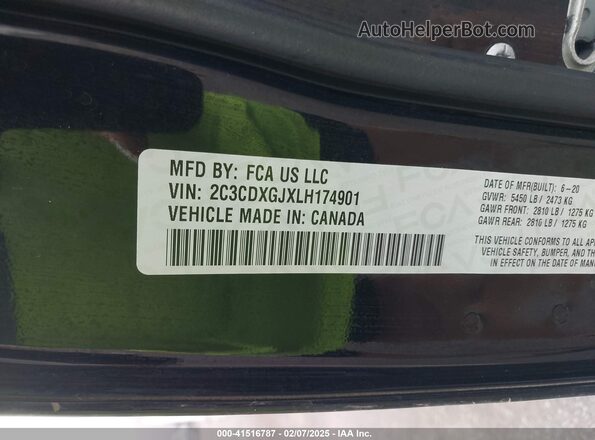 2C3CDXGJXLH174901 2020 DODGE CHARGER Black Vista del compartimento del motor