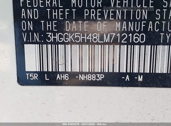 3HGGK5H48LM712160 2020 HONDA FIT White Vista del compartimento del motor