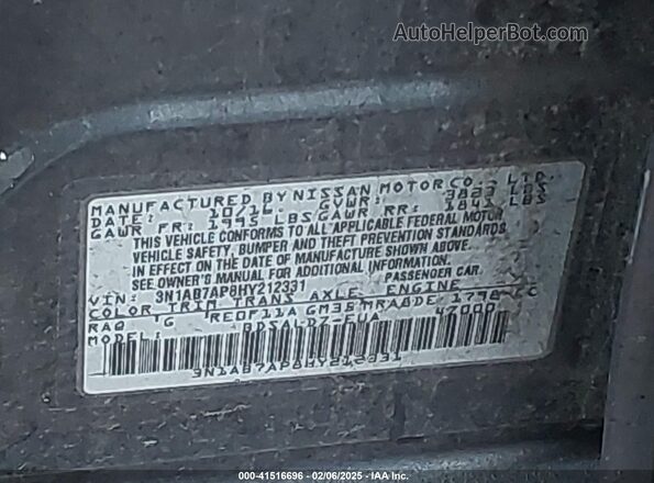 3N1AB7AP8HY212331 2017 NISSAN SENTRA Dark Blue 