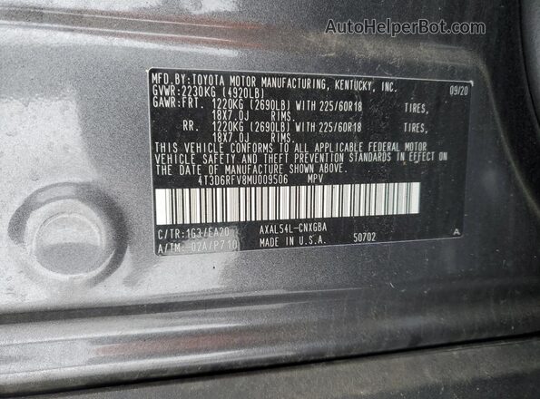 4T3D6RFV8MU009506 2021 TOYOTA LIMITED Gray 