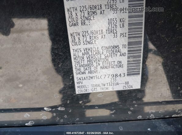 5N1AT2MT5LC779843 2020 NISSAN ROGUE Черный Вид подкапотного пространства