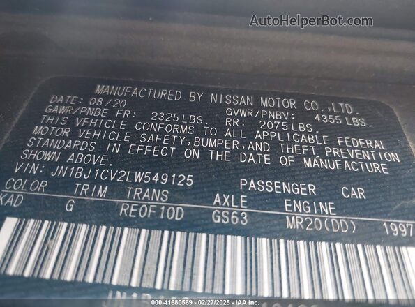 JN1BJ1CV2LW549125 2020 NISSAN ROGUE Gray Engine compartment view