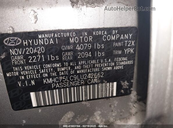 KMHC75LC9LU242662 2020 HYUNDAI IONIQ HYBRID Silver ძრავის განყოფილების ხედი