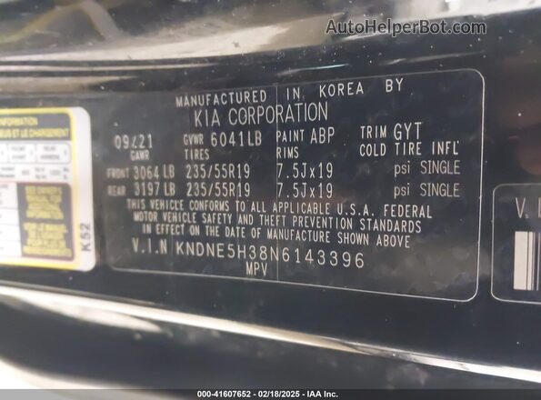 KNDNE5H38N6143396 2022 KIA CARNIVAL MPV Black Вид підкапотного простору