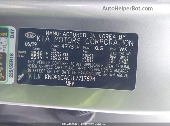 KNDP6CAC1L7717624 2020 KIA SPORTAGE Gray 