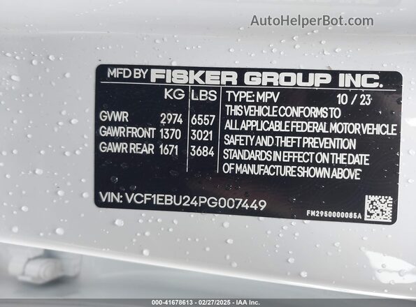 VCF1EBU24PG007449 2023 FISKER OCEAN White Vista del compartimento del motor