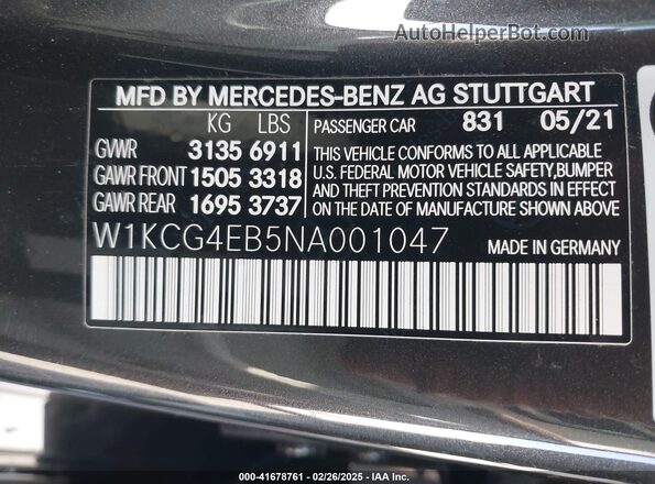 W1KCG4EB5NA001047 2022 MERCEDES-BENZ EQS 580 Black Вид підкапотного простору