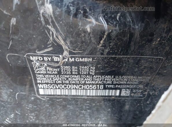 WBSGV0C09NCH05618 2022 BMW M8 Black 