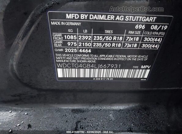 WDCTG4GB4LJ667931 2020 MERCEDES-BENZ GLA 250 Black Vista del compartimento del motor