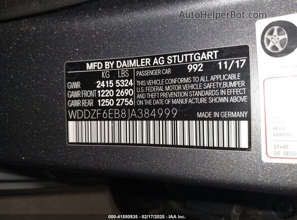 WDDZF6EB8JA384999 2018 MERCEDES-BENZ AMG E 43 Gray Vista del compartimento del motor