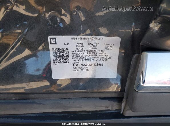 1G1FZ6S09M4113985 2021 CHEVROLET BOLT Gray 
