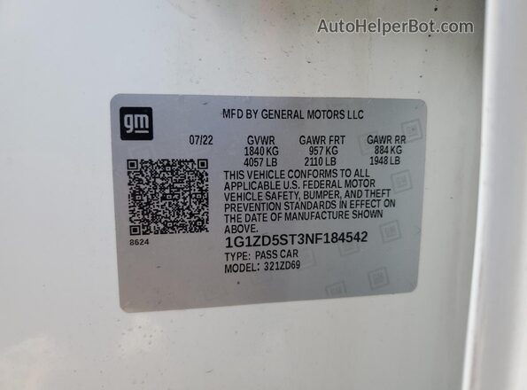 1G1ZD5ST3NF184542 2022 CHEVROLET MALIBU White Vista del compartimento del motor