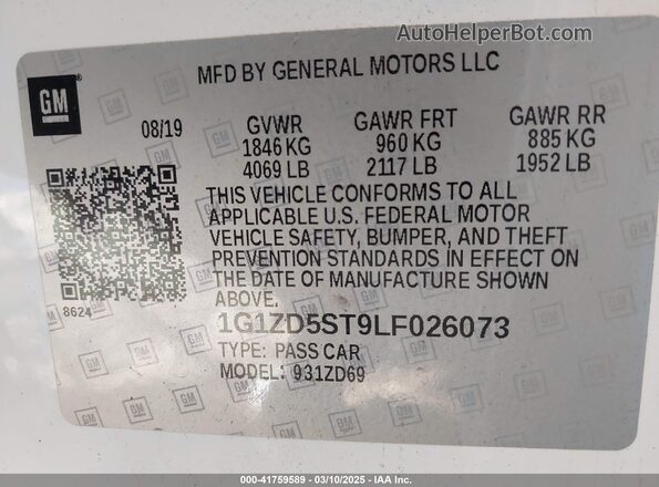 1G1ZD5ST9LF026073 2020 CHEVROLET MALIBU White Շարժիչի բաժամունքի տեսք
