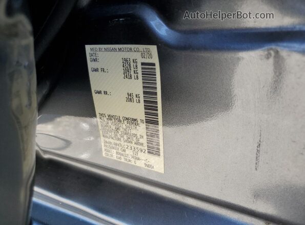 1N4BL4BV7LC233592 2020 NISSAN ALTIMA Gray ძრავის განყოფილების ხედი
