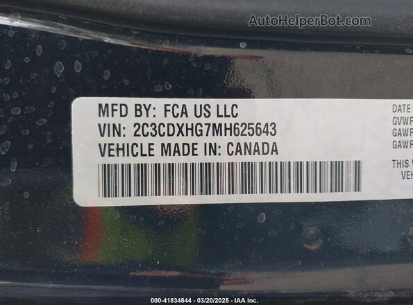 2C3CDXHG7MH625643 2021 DODGE CHARGER Black Widok komory silnika