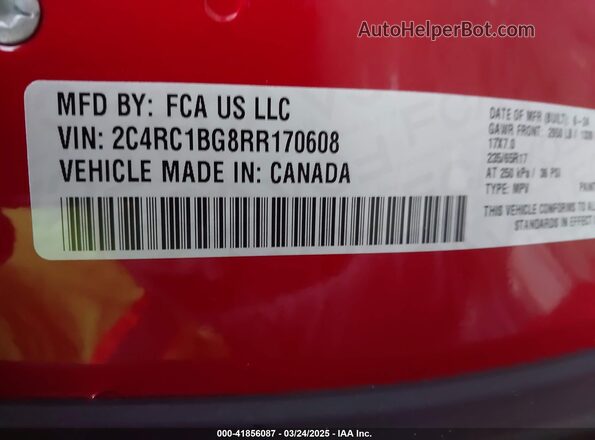 2C4RC1BG8RR170608 2024 CHRYSLER PACIFICA Red 