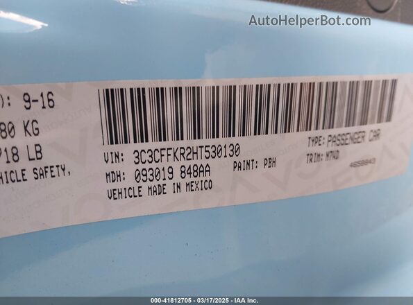3C3CFFKR2HT530130 2017 FIAT 500 Light Blue Вид подкапотного пространства