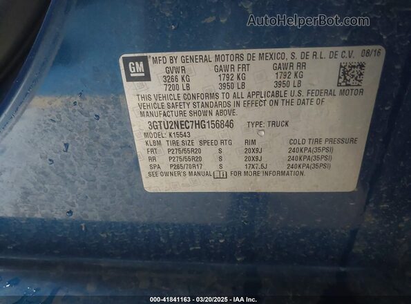 3GTU2NEC7HG156846 2017 GMC SIERRA Blue 