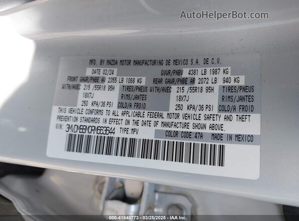 3MVDMBBM0RM663644 2024 MAZDA CX-30 White Widok komory silnika
