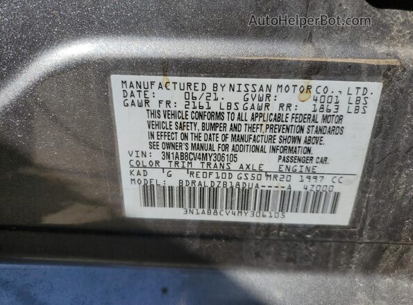 3N1AB8CV4MY306105 2021 NISSAN SENTRA Gray Вид підкапотного простору