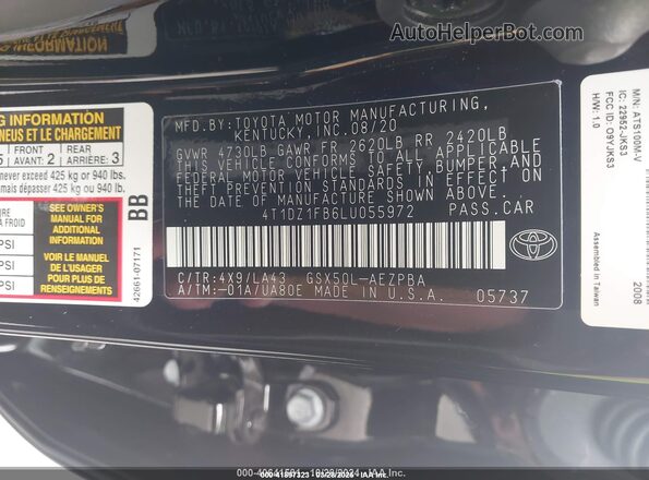4T1DZ1FB6LU055972 2020 TOYOTA LIMITED Black Engine compartment view