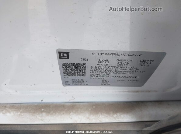 5GAERDKWXMJ202284 2021 BUICK ENCLAVE White Widok komory silnika