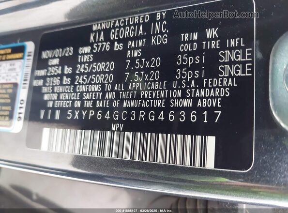 5XYP64GC3RG463617 2024 KIA TELLURIDE Gray Շարժիչի բաժամունքի տեսք