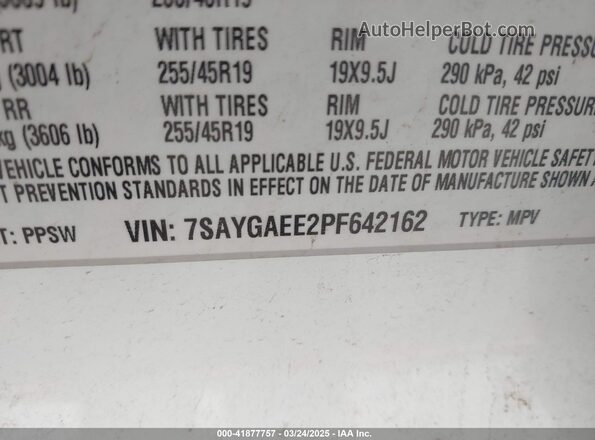 7SAYGAEE2PF642162 2023 TESLA MODEL Y White Вид підкапотного простору