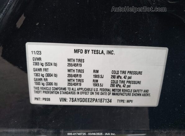 7SAYGDEE2PA187134 2023 TESLA MODEL Y Black Engine compartment view