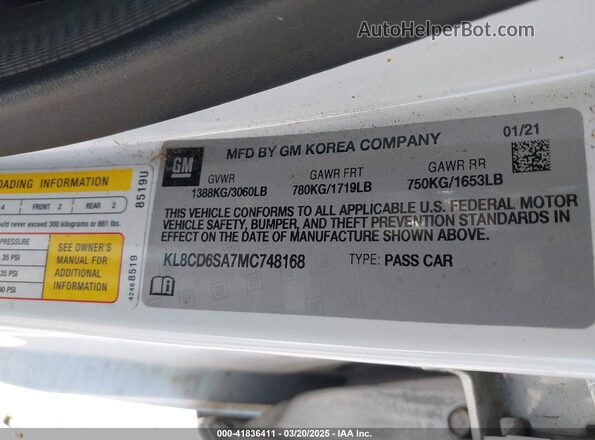 KL8CD6SA7MC748168 2021 CHEVROLET SPARK White Vista del compartimento del motor