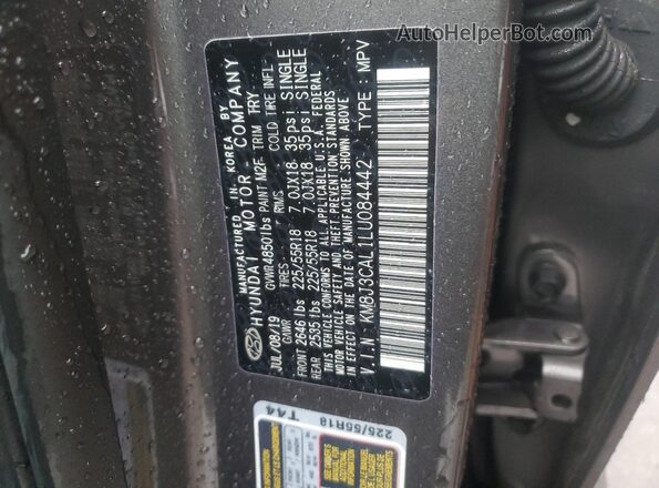 KM8J3CAL1LU084442 2020 HYUNDAI TUCSON Gray Вид наклейки з VIN-кодом