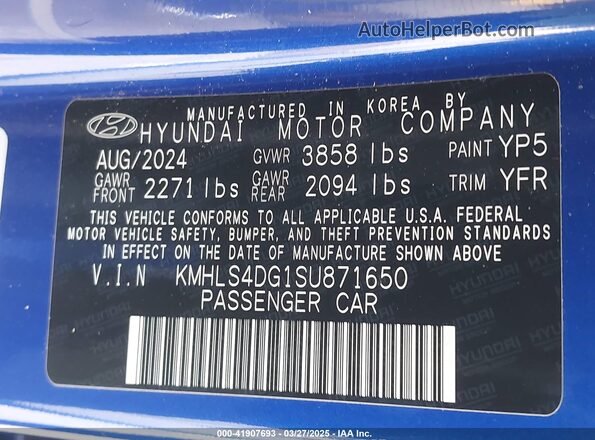 KMHLS4DG1SU871650 2025 HYUNDAI ELANTRA Синий 