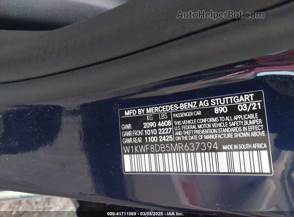 W1KWF8DB5MR637394 2021 MERCEDES-BENZ C-CLASS Blue Engine compartment view