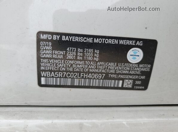 WBA5R7C02LFH40697 2020 BMW 7 SERIES Белый Вид подкапотного пространства