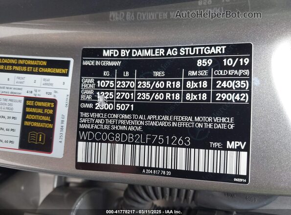 WDC0G8DB2LF751263 2020 MERCEDES-BENZ GLC 300 Gray Շարժիչի բաժամունքի տեսք